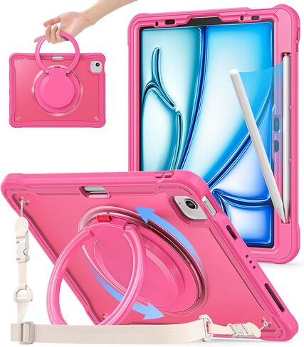 BATYUE Case for iPad Air 11 Inch M3/M2 (2025/2024), Air 5th/4th 10.9 Inch (2022/2020), Pro 11" 4th/3rd/2nd/1st, Shockproof Cover with 360 Rotating Stand, Pencil Holder, Shoulder Strap, Starlight in Saudi Arabia