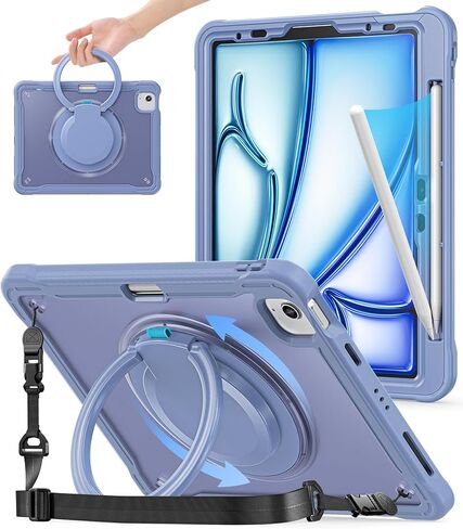 BATYUE Case for iPad Air 11 Inch M3/M2 (2025/2024), Air 5th/4th 10.9 Inch (2022/2020), Pro 11" 4th/3rd/2nd/1st, Shockproof Cover with 360 Rotating Stand, Pencil Holder, Shoulder Strap, Starlight in Saudi Arabia