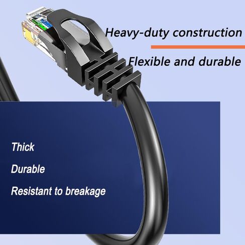كابل إيثرنت CAT6 300FT 23AWG عالي السرعة 500 ميجا هرتز 10 جيجابت في الثانية، سرعة نقل أسرع من كابل إيثرنت Cat 5e/Cat 5. يستخدم على نطاق واسع في أجهزة الكمبيوتر وأجهزة الكمبيوتر المحمولة باللون الأسود - 300 قدم in Kuwait