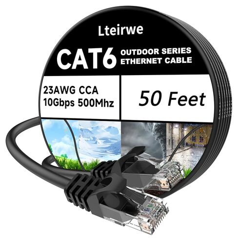 كابل إيثرنت CAT6 300FT 23AWG عالي السرعة 500 ميجا هرتز 10 جيجابت في الثانية، سرعة نقل أسرع من كابل إيثرنت Cat 5e/Cat 5. يستخدم على نطاق واسع في أجهزة الكمبيوتر وأجهزة الكمبيوتر المحمولة باللون الأسود - 300 قدم in Kuwait
