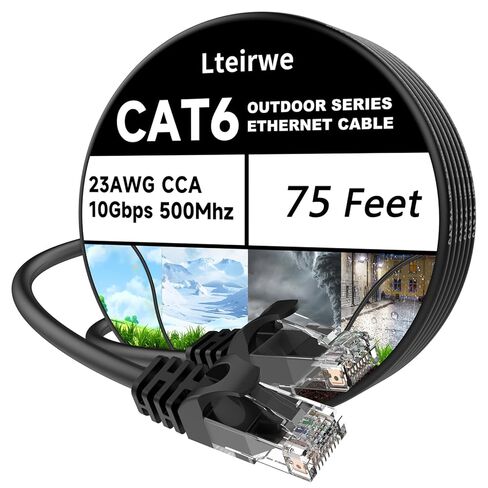 كابل إيثرنت CAT6 300FT 23AWG عالي السرعة 500 ميجا هرتز 10 جيجابت في الثانية، سرعة نقل أسرع من كابل إيثرنت Cat 5e/Cat 5. يستخدم على نطاق واسع في أجهزة الكمبيوتر وأجهزة الكمبيوتر المحمولة باللون الأسود - 300 قدم in Kuwait