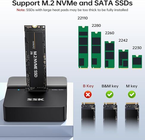 قاعدة توصيل SSK M.2 NVME وSATA SSD بسرعة 10 جيجابت في الثانية USB3.2 بفتحة واحدة in Saudi Arabia