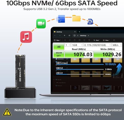 قاعدة توصيل SSK M.2 NVME وSATA SSD بسرعة 10 جيجابت في الثانية USB3.2 بفتحة واحدة in Saudi Arabia