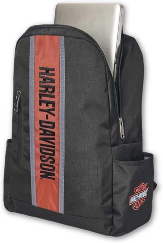 Harley-Davidson Classic Iconic H-D Sport Stripe Backpack, Rugged Polyester Black in Saudi Arabia