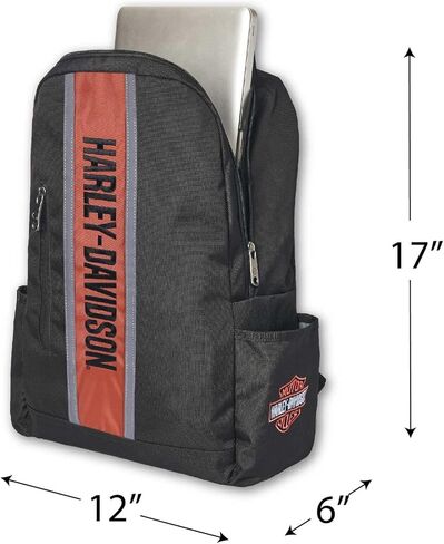 Harley-Davidson Classic Iconic H-D Sport Stripe Backpack, Rugged Polyester Black in Saudi Arabia