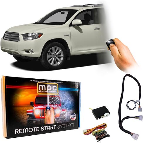 MPC Remote Starter Compatible with 2008-2010 Toyota Highlander |Gas| |Dot-Key| Plugin T-Harness - (2) Extended Range 1-Button Remotes - Up to 1,500 ft - Firmware Preloaded in Saudi Arabia