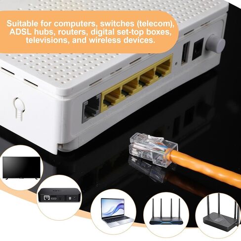70 Pack Cat6 RJ45 Connectors, Cat6 RJ45 Ends Ethernet Cable Crimp Connectors UTP Network Plug RJ 45 Standard Connector for Solid or Stranded UTP Cable, Transparent in Saudi Arabia