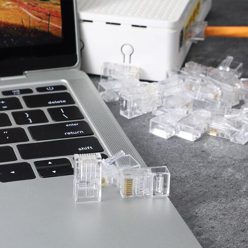 70 Pack Cat6 RJ45 Connectors, Cat6 RJ45 Ends Ethernet Cable Crimp Connectors UTP Network Plug RJ 45 Standard Connector for Solid or Stranded UTP Cable, Transparent in Saudi Arabia