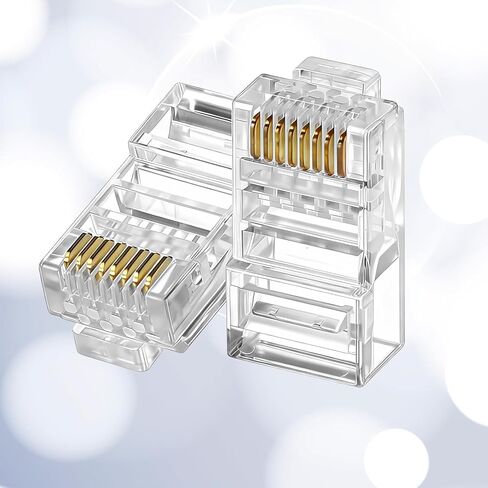 70 Pack Cat6 RJ45 Connectors, Cat6 RJ45 Ends Ethernet Cable Crimp Connectors UTP Network Plug RJ 45 Standard Connector for Solid or Stranded UTP Cable, Transparent in Saudi Arabia