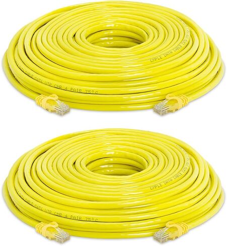 (حزمة من 2) كابل شبكة CAT 6 500 ميجا هرتز UTP ETHERNET LAN - 100 قدم أصفر in Kuwait