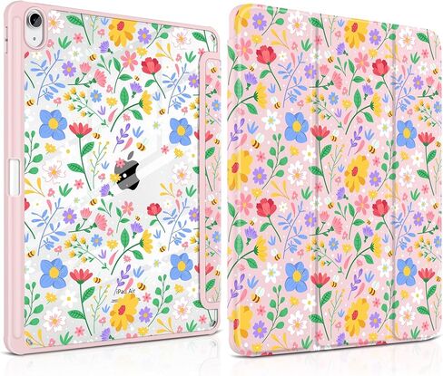 MEEgoodo Case for iPad Air 13 inch 2025(M3) / 2024(M2), Tablet Cases with Transparent Acrylic Back Shell, Cover with Pencil Holder + Auto Wake/Sleep + Trifold Stand, White Polka Dot in Saudi Arabia