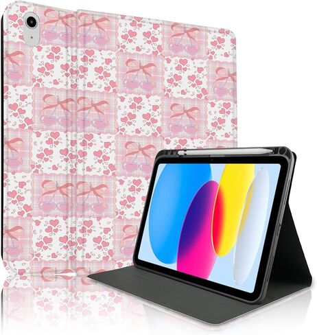 TopPerfekt Case for iPad 11th (A16) 11-inch 2025 / 10th Generation 10.9-inch 2022, Pencil Holder Anti Slip Shockproof for Kids, Female, Male, Plaid Cute Chic Checkered Series - Black in Saudi Arabia
