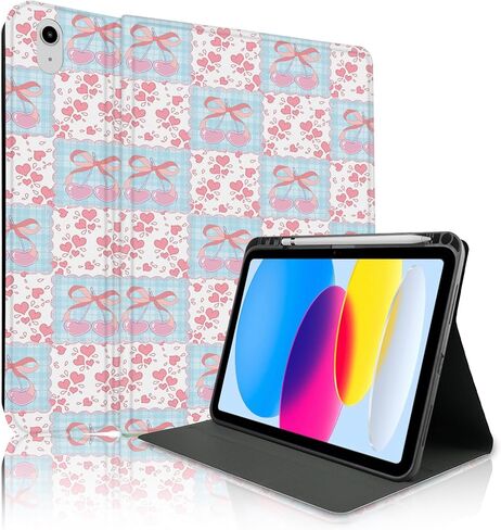 TopPerfekt Case for iPad 11th (A16) 11-inch 2025 / 10th Generation 10.9-inch 2022, Pencil Holder Anti Slip Shockproof for Kids, Female, Male, Plaid Cute Chic Checkered Series - Black in Saudi Arabia