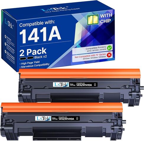 LxTek 141A W1410A Toner Cartridge Compatible Replacement for HP 141A Black LaserJet Toner Cartridge 141X W1410X Use for HP LaserJet M110w M140w MFP M139W Printer (with CHIP, 2 Black) in Kuwait