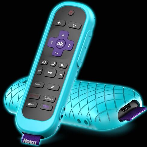 حافظة لجهاز Roku Remote Cover متوافقة مع جهاز التحكم Hisense وTCL TV Stick، حافظة جلدية من السيليكون باللون الأزرق in Kuwait