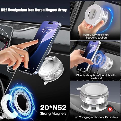 OUTMX Vacuum Magnetic Phone Holder for Car for Honda Civic Hybrid 2016-2024 2025 Accessories, 360° Adjustable Suction Cup Phone Mount for Dashboard Windshield,Black in Saudi Arabia
