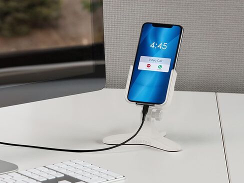 WeatherTech DeskFone Two View باللون الأبيض - حامل عالمي للهاتف الخلوي قابل للتعديل للمكتب والعداد والطاولة - تصميم حامل ثلاثي الأرجل لشحن iPhone والهواتف الذكية - مقابض بلاستيكية بيضاء in Kuwait