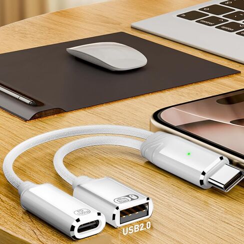 USB C Cable Phone Adapter 2 in 1 Type to 2.0 Adapter with 100W Charging Port for Phone Laptop Tablets Charging Cable in Saudi Arabia