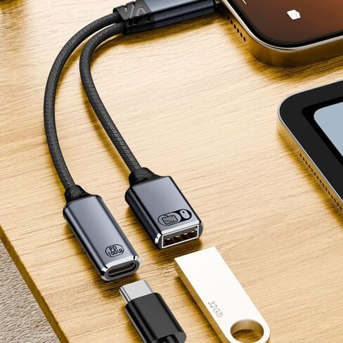USB C Cable Phone Adapter 2 in 1 Type to 2.0 Adapter with 100W Charging Port for Phone Laptop Tablets Charging Cable in Saudi Arabia
