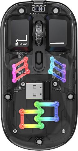 ماوس ألعاب لاسلكي، 2.4G BT 5.0 2 وضع ماوس ضوئي، فأرة كمبيوتر RGB رفيعة للغاية قابلة لإعادة الشحن، ماوس مريح للكمبيوتر المحمول والكمبيوتر اللوحي، شفاف (بنفسجي) in Saudi Arabia