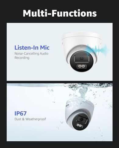 كاميرا ANNKE C1200 12MP Security PoE IP في الهواء الطلق، كاميرا برجية مع تقنية الذكاء الاصطناعي الذكي للكشف عن الإنسان والمركبات، رؤية ليلية ملونة، بطاقة microSD بسعة تصل إلى 512 جيجابايت، مقاومة للماء IP67 in Kuwait