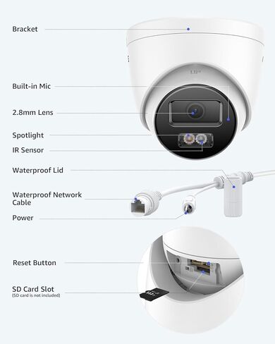 كاميرا ANNKE C1200 12MP Security PoE IP في الهواء الطلق، كاميرا برجية مع تقنية الذكاء الاصطناعي الذكي للكشف عن الإنسان والمركبات، رؤية ليلية ملونة، بطاقة microSD بسعة تصل إلى 512 جيجابايت، مقاومة للماء IP67 in Kuwait