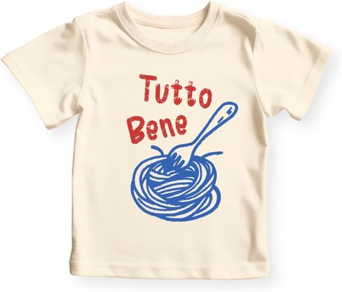 Tutto Bene Pasta Baby Bodysuit، زي عشاق المعكرونة الإيطالية للأطفال، قميص برسومات السباغيتي in Saudi Arabia