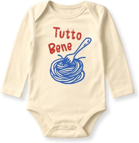 Tutto Bene Pasta Baby Bodysuit، زي عشاق المعكرونة الإيطالية للأطفال، قميص برسومات السباغيتي in Saudi Arabia