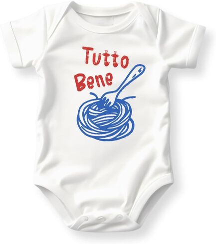 Tutto Bene Pasta Baby Bodysuit، زي عشاق المعكرونة الإيطالية للأطفال، قميص برسومات السباغيتي in Saudi Arabia