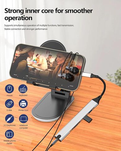 USB C Hub for IPhone 16 for IPad Pro Adapter(5in1)Multiport SD Laptop Card Reader Docking Station Dongle for Apple Macbook M4 Compatible for Samsung Thunderbolt 3.0 Accessorie Dual Type C Cable OTG 8 in Saudi Arabia