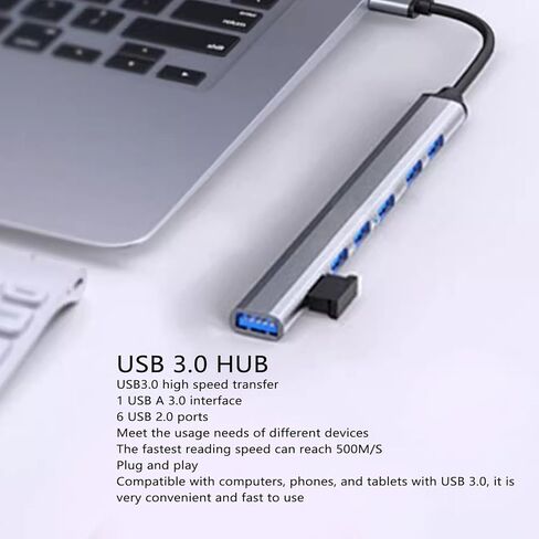 USB Hub Multiport Adapter, Type C Hub 7 in 1, USB Dongle USB Splitter Port Extender, USB 3.0 500M S Fast Transfer Plug and Play USB Dock for Computer Phone Tablet in Saudi Arabia