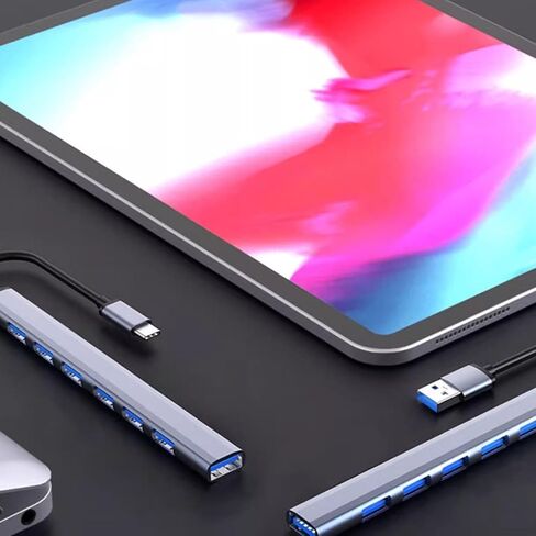 USB Hub Multiport Adapter, Type C Hub 7 in 1, USB Dongle USB Splitter Port Extender, USB 3.0 500M S Fast Transfer Plug and Play USB Dock for Computer Phone Tablet in Saudi Arabia