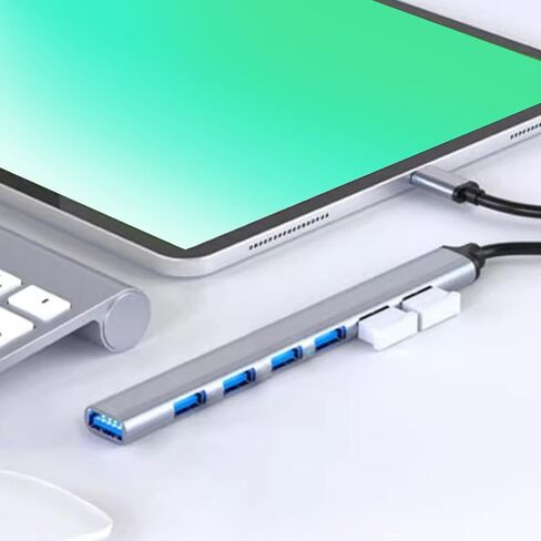 USB Hub Multiport Adapter, Type C Hub 7 in 1, USB Dongle USB Splitter Port Extender, USB 3.0 500M S Fast Transfer Plug and Play USB Dock for Computer Phone Tablet in Saudi Arabia