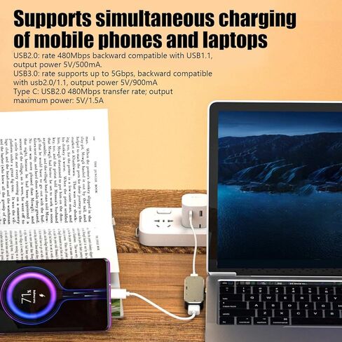 USB C Hub 5 in 1, Multiport USB C Adapter with 100W PD Charging + 10Gbps USB 3.1 + Type C + 3.5mm AUX + USB 2.0, Plug in Type Laptop USB C Port Expander in Saudi Arabia