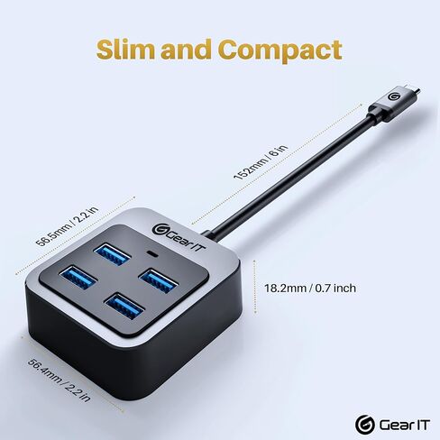 GEARit USB-C to USB Hub 4-Ports (All 4-Port Simultaneous Charge up to 10W) x4 Type-A USB 3.2, Type C Thunderbolt 3/4 Compatible for MacBook Pro 2020, iPad Pro 2020 in Saudi Arabia