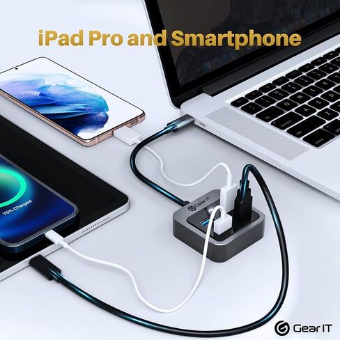 GEARit USB-C to USB Hub 4-Ports (All 4-Port Simultaneous Charge up to 10W) x4 Type-A USB 3.2, Type C Thunderbolt 3/4 Compatible for MacBook Pro 2020, iPad Pro 2020 in Saudi Arabia