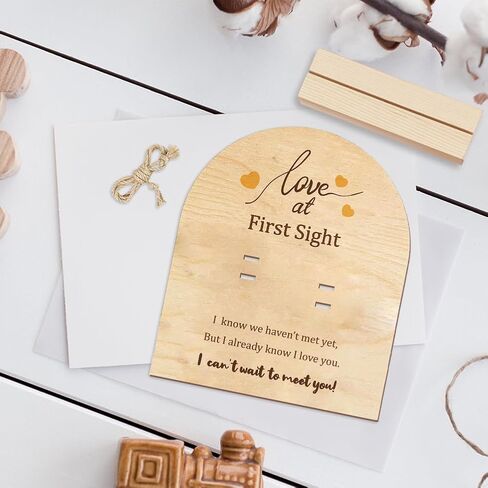 1 Pc Wooden Pregnancy Announcement Sign, Love at First Sight Wooden Pregnancy Test Keepsake with Base & Twine Rope Pregnancy Reveal to Husband Dad to Be Gift for Display in Saudi Arabia