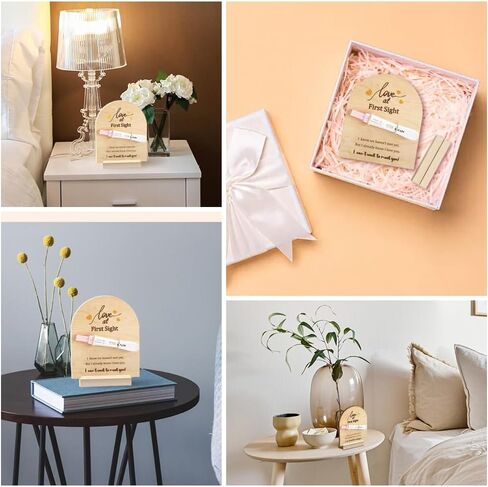 1 Pc Wooden Pregnancy Announcement Sign, Love at First Sight Wooden Pregnancy Test Keepsake with Base & Twine Rope Pregnancy Reveal to Husband Dad to Be Gift for Display in Saudi Arabia