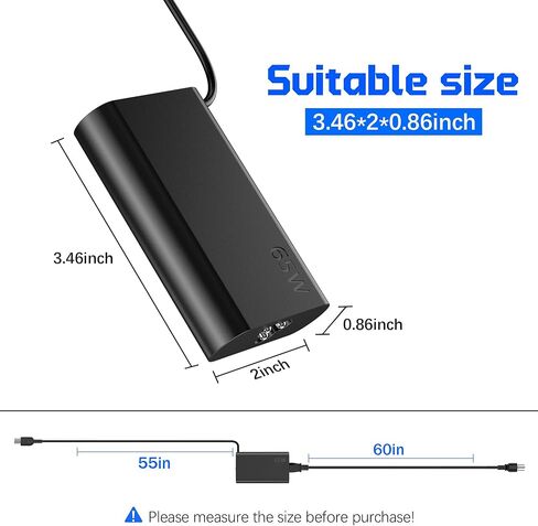QFA 2025 بديل نحيف جديد لشاحن الكمبيوتر المحمول Lenovo 65W USB C متوافق مع Lenovo ThinkPad/Yoga/Chromebook الكمبيوتر المحمول نوع C محول الطاقة السريع in Kuwait