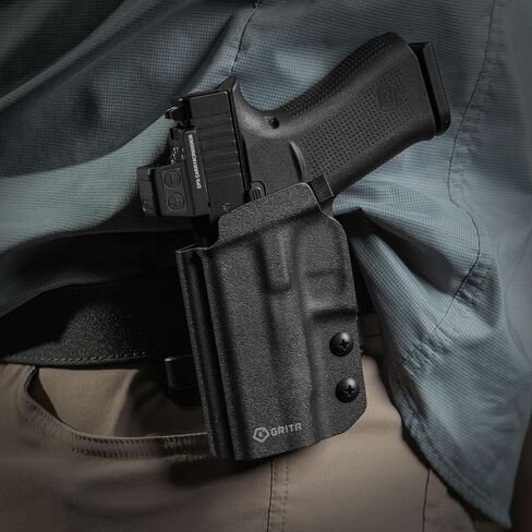 GRITR OWB Kydex Right/Left Hand Gun Holster Compatible with Glock 43X - Optic Cut, Fits Safariland QLS/G-Code RTI Attachments, Adjustable Belt Loops, Open Bottom in Kuwait
