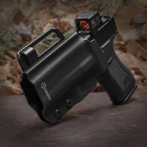 GRITR OWB Kydex Right/Left Hand Gun Holster Compatible with Glock 43X - Optic Cut, Fits Safariland QLS/G-Code RTI Attachments, Adjustable Belt Loops, Open Bottom in Kuwait
