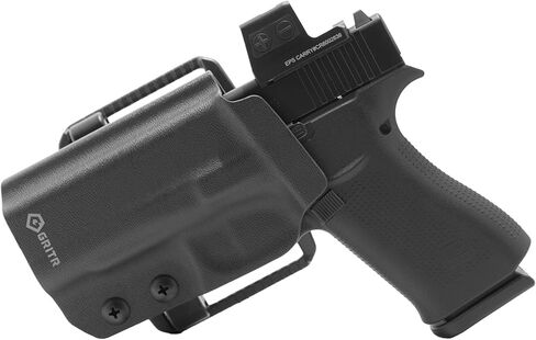 GRITR OWB Kydex Right/Left Hand Gun Holster Compatible with Glock 43X - Optic Cut, Fits Safariland QLS/G-Code RTI Attachments, Adjustable Belt Loops, Open Bottom in Kuwait