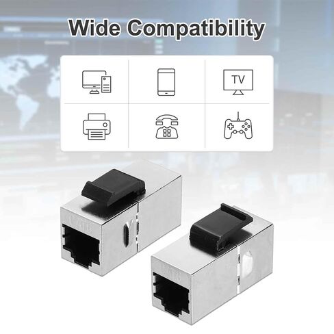 MECCANIXITY 10 Pack RJ45 Cat 6A Ethernet Coupler, Cat6A Shielded Coupler Jacks Female to Female Ethernet Adapter, Silver in Saudi Arabia