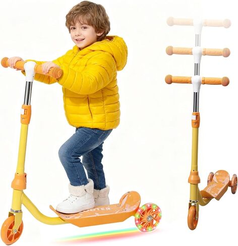 Kids Scooter - LED Light Up 3 Wheel Scooter for Kids 3-5, Adjustable Handlebar Height, Long Anti-Slip Deck,Heavy Duty Metal Scooters for Boys Girls Ages 3-5 5-7, up to 110 Lbs in Saudi Arabia
