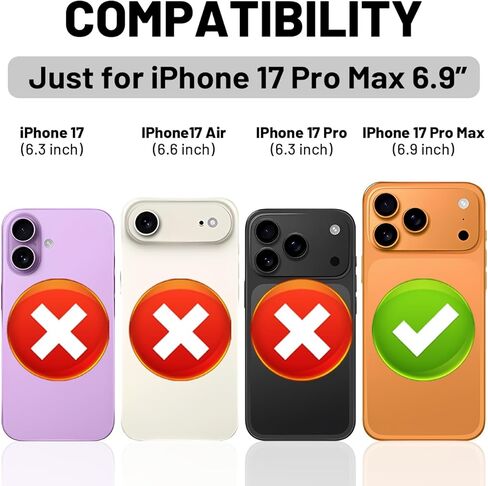 حافظة محفظة لهاتف iPhone 17 Pro Max مع حامل بطاقة، فتحة بطاقة ائتمان محمولة مانعة لموجات الراديو، غطاء هاتف مقاوم للصدمات للرجال in Kuwait