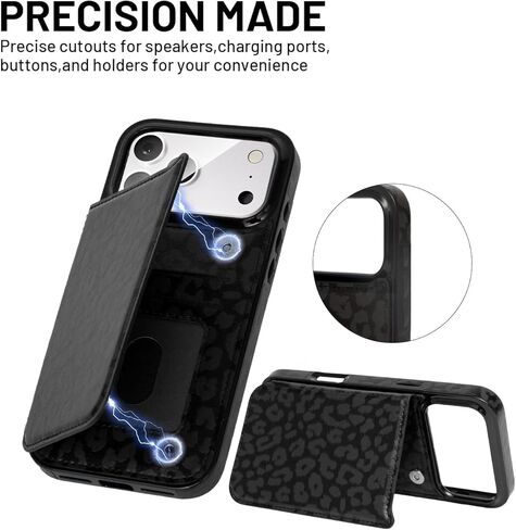 حافظة محفظة لهاتف iPhone 17 Pro Max مع حامل بطاقة، فتحة بطاقة ائتمان محمولة مانعة لموجات الراديو، غطاء هاتف مقاوم للصدمات للرجال in Kuwait