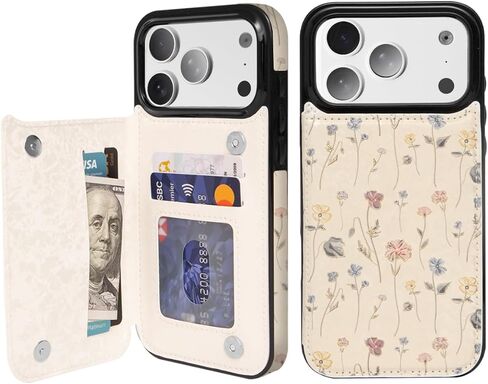 حافظة محفظة لهاتف iPhone 17 Pro Max مع حامل بطاقة، فتحة بطاقة ائتمان محمولة مانعة لموجات الراديو، غطاء هاتف مقاوم للصدمات للرجال in Kuwait