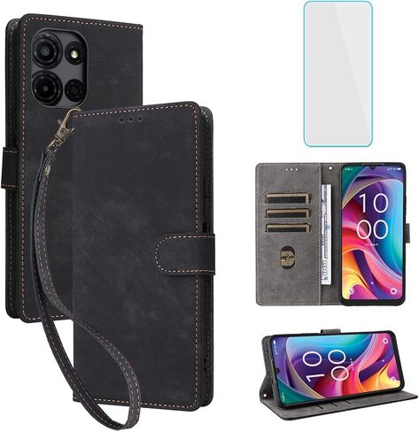 for TCL K32 5G/TCL K33 5G Wallet Phone Case with Screen Protector [RFID Blocking] Leather Flip Card Holder Kickstand Women Men Cell Phone Cover for TCL K 32 33 T513Z T513W TCLK32 TCLK33 Purple in Kuwait