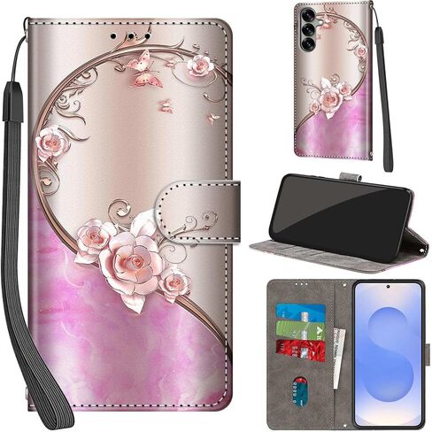 Case Wallet for Samsung Galaxy S25 / S24, with [3 Card Slots], Kickstand Magnetic Closure PU Leather Shockproof Protective Flip Cover 6.2", Cat in Saudi Arabia