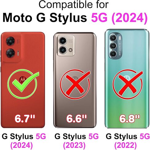 محفظة حافظة لهاتف Motorola Moto G Stylus 5G 2024، [مسند] حامل 3 بطاقات [غلاف داخلي من مادة TPU مقاوم للصدمات]، غطاء قلاب واقٍ مغناطيسي من جلد البولي يوريثان، فراشة وردية in Saudi Arabia
